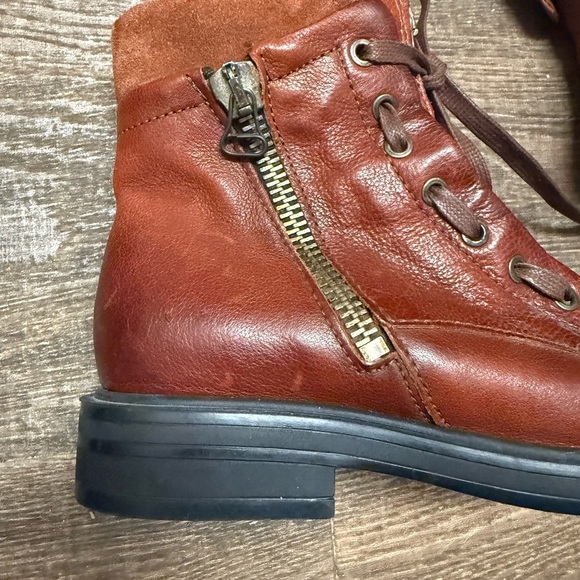 MJUS Sz. 38 (7.5) worn twice!! Brown Leather Ankle Boots zip suede top cognac - Picture 3 of 16